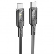 Дата кабель Hoco U120 Transparent explore intelligent power-off PD 60W Type-C to Type-C (1.2m)  Black - 00000066088_2