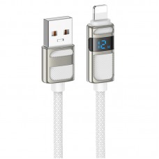 Дата кабель Hoco U137 Line with display USB to Lightning 2.4A/12W (1.2m)  White - 00000073873_2