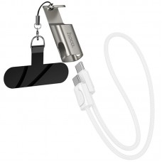 Дата кабель Hoco X126 Experto Type-C to Lightning 30W + Phone Holder & Lanyard (0.35m)  Light Gray - 00000082832_2