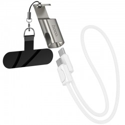 Дата кабель Hoco X126 Experto Type-C to Lightning 30W + Phone Holder & Lanyard (0.35m)  Light Gray - 00000082832_2