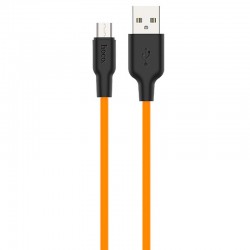 Дата кабель Hoco X21 Plus Silicone MicroUSB Cable (1m)  Black / Orange - 00000035239_2