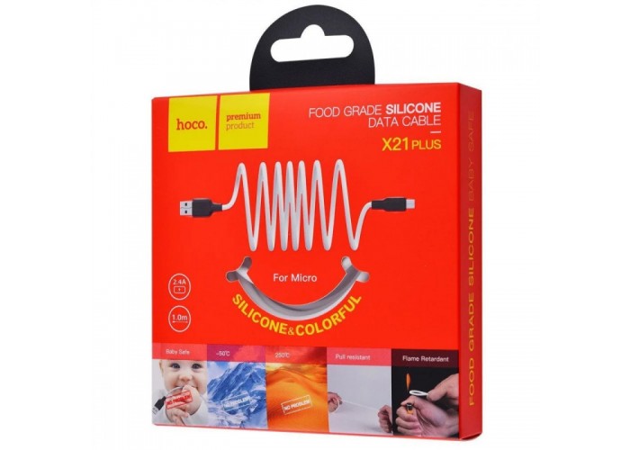 Дата кабель Hoco X21 Plus Silicone MicroUSB Cable (1m)