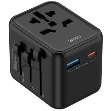 Мережевий універсальний перехідник WIWU UA012 Warrior 12W + 1USB-A/1C  Black - 00000085902_1
