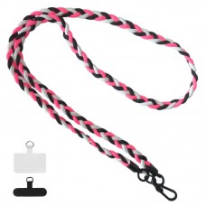 Плетенный шнурок (5мм) 120см  Black / Pink / White - 00000077797_11