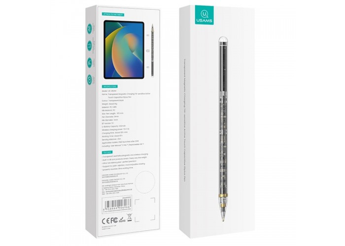 Стілус Usams US-ZB264 Transparent Magnetic Charding Tilt-sensitive Active Touch for iPad