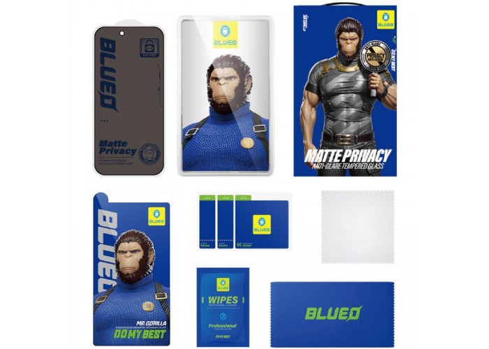 Захисне 2.5D скло Blueo Full Cover Anti-Peep Matte для Apple iPhone 17 / 17 Pro (6.3