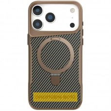 TPU+PC чохол Metal Buttons with MagSafe Carbon Ring для Apple iPhone 17 Air (6.5")  Золотий - 00000080930_1