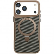 TPU+PC чохол Metal Buttons with MagSafe Carbon Ring для Apple iPhone 17 Pro (6.3")  Золотий - 00000080931_1
