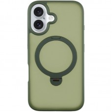 TPU+PC чохол Metal Buttons with MagSafe Colorful HQ Ring для Apple iPhone 16 (6.1")  Green - 00000072987_5