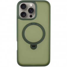 TPU+PC чохол Metal Buttons with MagSafe Colorful HQ Ring для Apple iPhone 16 Pro (6.3")  Green - 00000072988_3