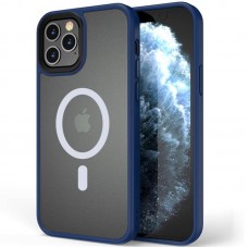 TPU+PC чохол Metal Buttons with MagSafe для Apple iPhone 12 Pro Max (6.7")  Синій / Navy Blue - 00000054123_1