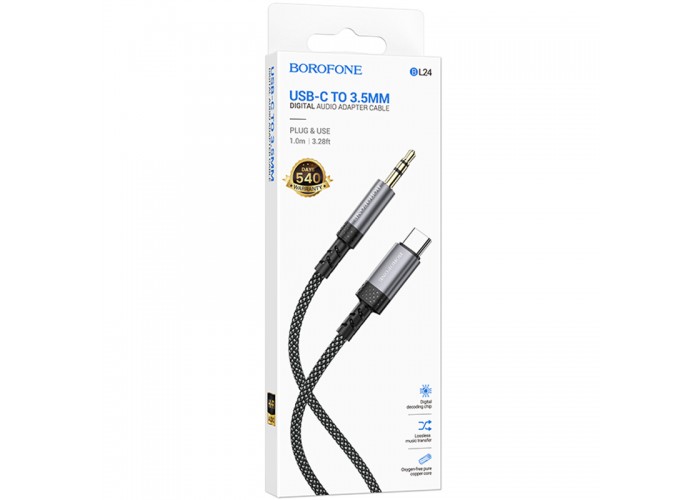 Аудіо кабель Aux Borofone BL24 Graceful Type-C to AUX 3.5mm) (1m)