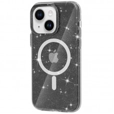 Чохол TPU Galaxy Sparkle (MagFit) для Apple iPhone 15 (6.1")  Black+Glitter - 00000066252_1