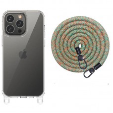 Чохол TPU Transparent with Straps для Apple iPhone 14 Pro Max (6.7")  Green / Red - 00000072066_4