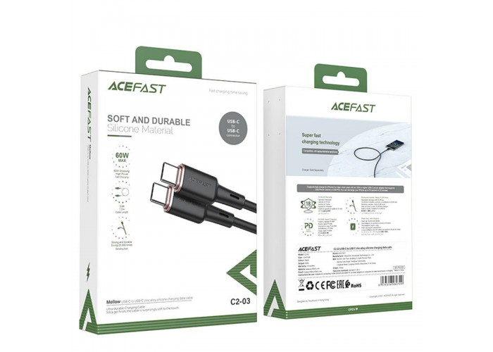Дата кабель Acefast C2-03 USB-C to USB-C zinc alloy silicone (1.2m)