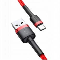 Дата кабель Baseus Cafule Type-C Cable 3A (1m) (CATKLF-B)  Червоний / Чорний - 00000031871_3