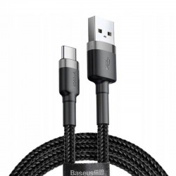 Дата кабель Baseus Cafule Type-C Cable 3A (1m) (CATKLF-B)  Чорний / Сірий - 00000031871_1