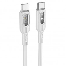 Дата кабель Hoco U120 Transparent explore intelligent power-off PD 60W Type-C to Type-C (1.2m)  Gray - 00000066088_1