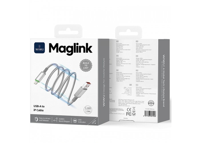 Дата кабель WIWU C081 Maglink USB to Lightning 12W (1m)