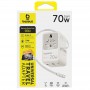 Мережевий універсальний перехідник Baseus CG11 70W with retractable cable (2USB-A/3C/1Socket) (E0307E)