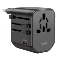 Мережевий універсальний перехідник Hoco AC15 Walker PD20W+QC3.0 (2USB-A/1C) (EU)  Black - 00000084994_1