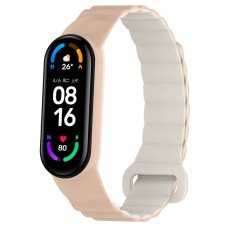 Ремінець Dual-color Magnetic для Xiaomi Mi Band 7/6/5/4/3  Beige / White - 00000077058_2