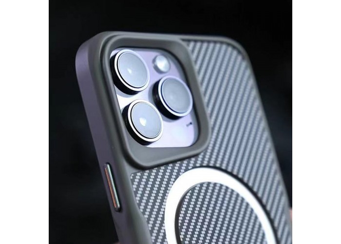 TPU+PC чохол Metal Buttons with MagSafe Carbon Ring для Apple iPhone 16 Pro Max (6.9