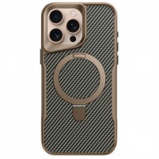 TPU+PC чохол Metal Buttons with MagSafe Carbon Ring для Apple iPhone 16 Pro Max (6.9")  Золотий - 00000073489_3