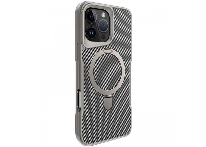 TPU+PC чохол Metal Buttons with MagSafe Carbon Ring для Apple iPhone 16 Pro Max (6.9