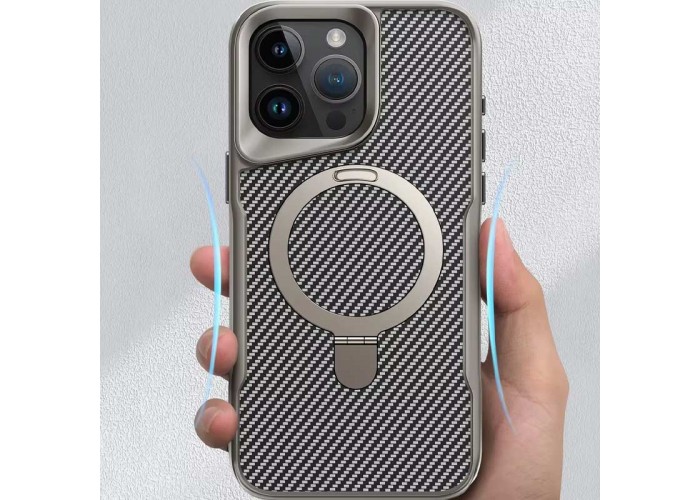 TPU+PC чохол Metal Buttons with MagSafe Carbon Ring для Apple iPhone 16 Pro Max (6.9