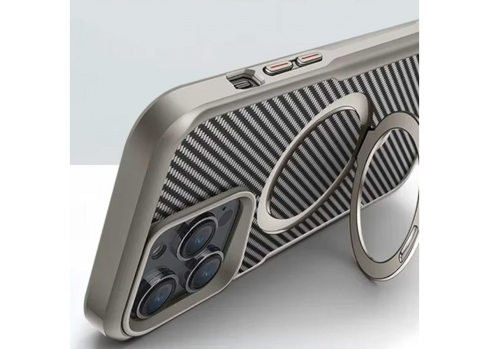 TPU+PC чохол Metal Buttons with MagSafe Carbon Ring для Apple iPhone 16 Pro Max (6.9