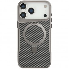 TPU+PC чохол Metal Buttons with MagSafe Carbon Ring для Apple iPhone 17 Pro (6.3")  Сірий - 00000080931_2