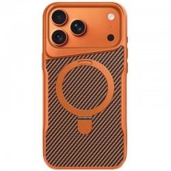 TPU+PC чохол Metal Buttons with MagSafe Carbon Ring для Apple iPhone 17 Pro (6.3")  Помаранчевий - 00000080931_4
