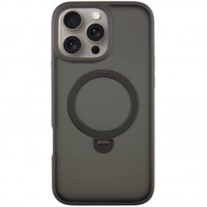 TPU+PC чохол Metal Buttons with MagSafe Colorful HQ Ring для Apple iPhone 16 Pro (6.3")  Black - 00000072988_1