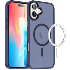 TPU+PC чохол Metal Buttons with MagSafe Colorful для Apple iPhone 16 (6.1")  Синій / Navy Blue - 00000072983_2