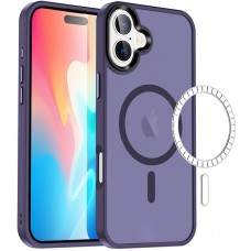 TPU+PC чохол Metal Buttons with MagSafe Colorful для Apple iPhone 16 (6.1")  Темно-фіолетовий / Dark Purple - 00000072983_4