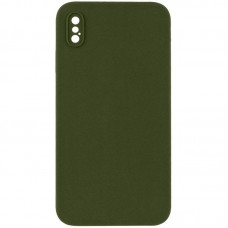 Чохол Silicone Case Square Full Camera Protective (AA) NOLOGO для Apple iPhone X / XS (5.8")  Зелений / Dark Olive - 00000072151_10