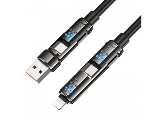 Дата кабель Hoco U143 Joy 4in1 USB to Lightning/Type-C to Type-C 240W (1.2m)