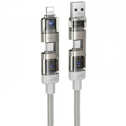 Дата кабель Hoco U151 Goldsmith 4in1 Type-C to USB/Type-C to Lightning 240W (1.2m)  Gray - 00000084254_1