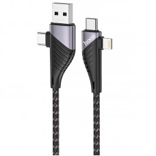 Дата кабель Hoco U95 Freeway 4in1 USB/Type-C to Type-C/Lightning 60W (1.2m)  Black - 00000085460_1