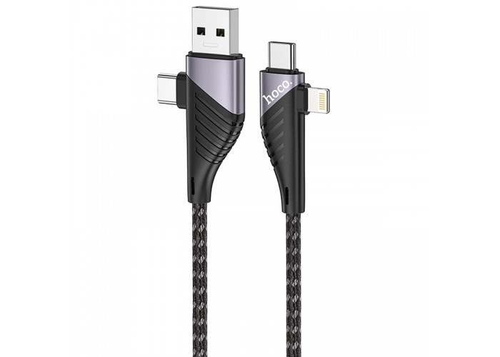 Дата кабель Hoco U95 Freeway 4in1 USB/Type-C to Type-C/Lightning 60W (1.2m)