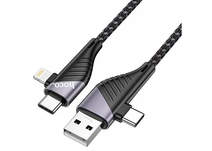 Дата кабель Hoco U95 Freeway 4in1 USB/Type-C to Type-C/Lightning 60W (1.2m)