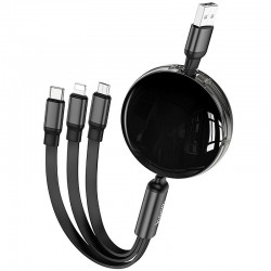 Дата кабель Hoco X78 Easy pull storage 3in1 (1m)  Black - 00000079028_1