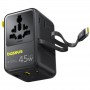 Мережевий універсальний перехідник Baseus AG11 45W with retractable cable (2USB-A/1C/1Socket) (E0307F)