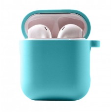 Силіконовий футляр з мікрофіброю для навушників Airpods 1/2  Бірюзовий / Marine Green - 00000039442_28
