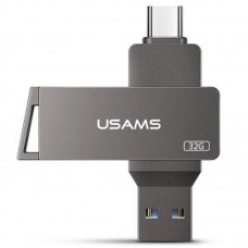 Флеш накопитель USAMS US-ZB199 Type-C+ USB3.0 Rotatable High Speed Flash Drive 32 Gb  Iron-grey - 00000062705_1