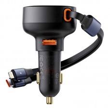 АЗУ Baseus Enjoyment Pro Car Charger C + Retractable Type-C and Lightning 60W (C00057802111-0)  Cluster Black - 00000070593_1