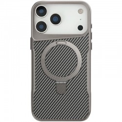 TPU+PC чохол Metal Buttons with MagSafe Carbon Ring для Apple iPhone 17 Pro (6.3")  Сірий - 00000080931_2