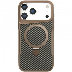 TPU+PC чохол Metal Buttons with MagSafe Carbon Ring для Apple iPhone 17 Pro Max (6.9")  Золотий - 00000080932_1