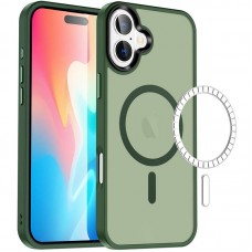 TPU+PC чохол Metal Buttons with MagSafe Colorful для Apple iPhone 16 (6.1")  Зелений / Dark Green - 00000072983_3